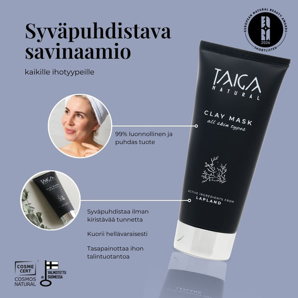 Taiga Clay Mask All Skin Types -syväpuhdistava savinaamio, 75 ml